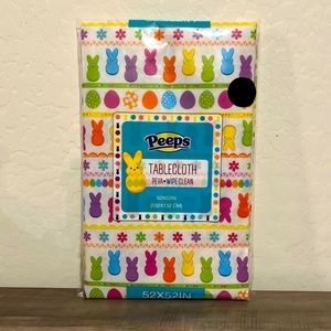 Peeps Bunny Easter Print Rainbow Peva Table Cloth 52”x52”